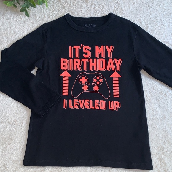 The Children's Place Other - Children’s Place Birthday Gamer Shirt 5/6 EUC Black Long Sleeves